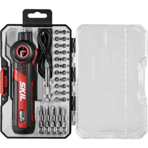 Shop | TrabsEnterprises SKIL Twist 2.0 Rechargeable 4V Screwdriver with Pivoting Head, Torque Setting, USB-C Charging Cable, 28 PC Bit Set & Carrying Case