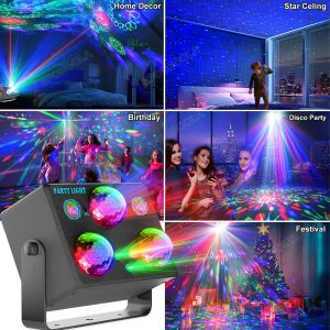 Party Lights, Disco DJ Strobe Light Stage Disco Ball Projector with Remote Control
